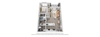 The Granville 1 Bedroom Apartment Floor Plan at Meadows at Sunbury