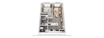 The Vernon 1 Bedroom Apartment Floor Plan at Meadows at Sunbury