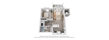 The Cherry 1 Bedroom Apartment Floor Plan at Meadows at Sunbury