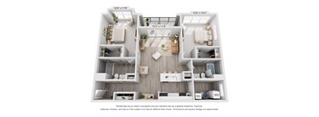 The Columbus 2 Bedroom Apartment Floor Plan at Meadows at Sunbury