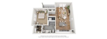 The Gambier 1 Bedroom Apartment Floor Plan at Retreat at Mount Vernon