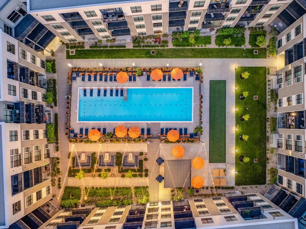 a rendering of a pool in the middle of a building