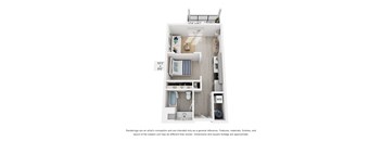The Mars 1 Bedroom Apartment Floor Plan at The Galaxy at Polaris