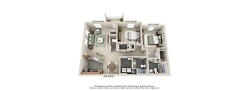 The Horizon 2 Bedroom Apartment Floor Plan at Albany Glen