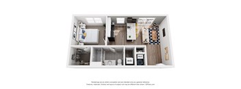 The Gemini 1 Bedroom Floor Plan