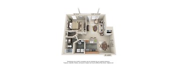 The Poppy I 1 Bedroom Apartment Floor Plan at Albany Glen