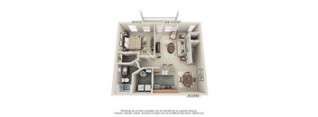 The Poppy II 1 Bedroom Apartment Floor Plan at Albany Glen