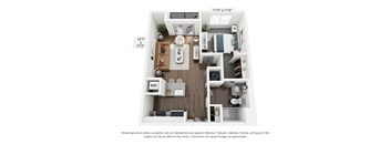 The Buckeye 1 Bedroom Apartment Floor Plan at The Retreat at Marysville