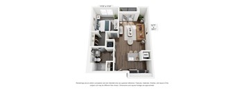 The Union 1 Bedroom Apartment Floor Plan at The Retreat at Marysville