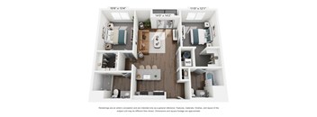 The Darby 2 Bedroom Apartment Floor Plan at The Retreat at Marysville