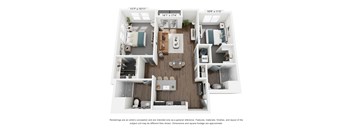 The Lantern 2 Bedroom Apartment Floor Plan at The Retreat at Marysville
