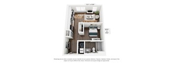The Monarch Studio Apartment Floor Plan at The Retreat at Marysville