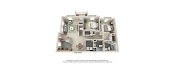 The Wickham II 2 Bedroom Apartment Floor Plan at Albany Glen