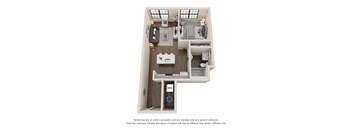 The Mason 1 Bedroom Apartment Floor Plan at Residences at Topiary Park
