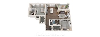 The Parasol 2 Bedroom Apartment Floor Plan at Residences at Topiary Park