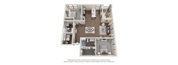 The Promenade 2 Bedroom Apartment Floor Plan at Residences at Topiary Park