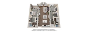 The Seine 2 Bedroom Apartment Floor Plan at Residences at Topiary Park