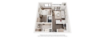 The Flyer 1 Bedroom Apartment Floor Plan at Webster Station Flats in Dayton Ohio