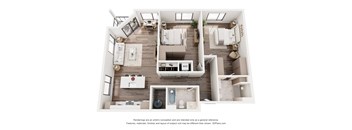 The Oregon 2 Bedroom Apartment Floor Plan at Webster Station Flats in Dayton Ohio