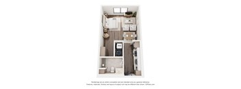 The Rubicon Studio Apartment Floor Plan at Webster Station Flats in Dayton Ohio