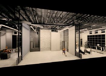 a man is running in a lobby with