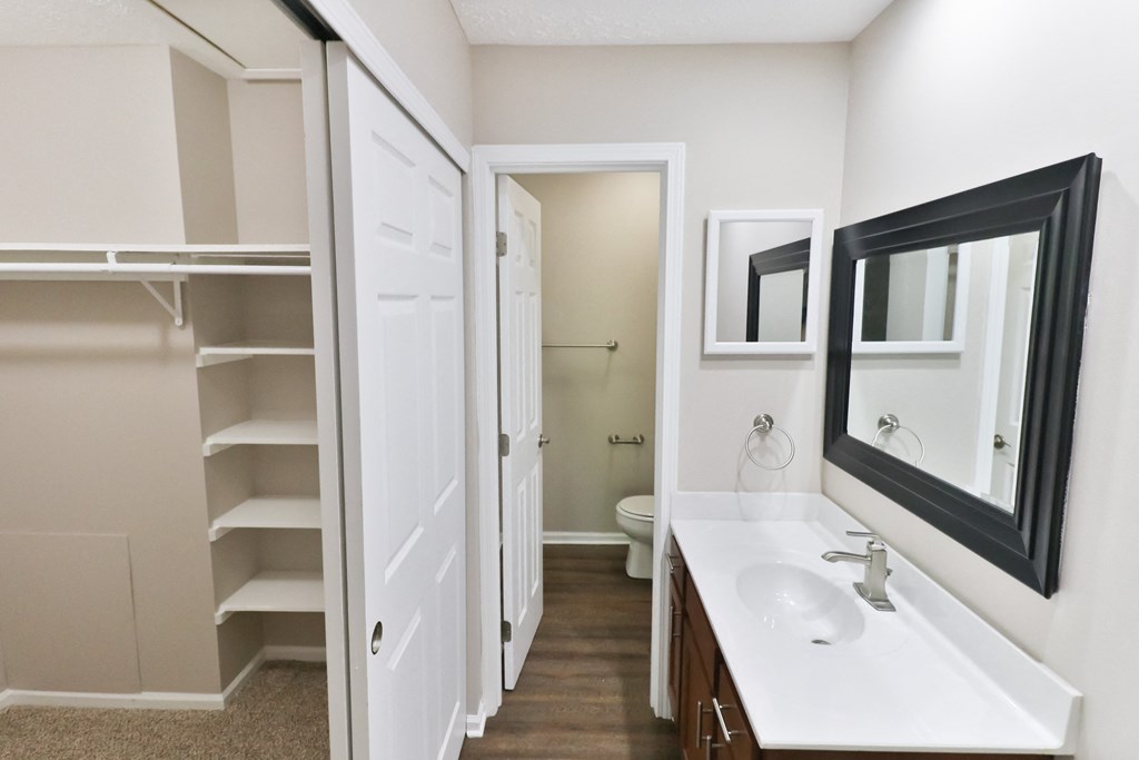 Bathroom with Extra Storage at Asherton of Dublin Apartments