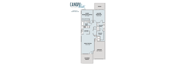 A floor plan for a home with a guest bedroom and master bedroom.
