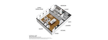 A 21B 1BH Condo 6-700 SF Ashley at Schoals Landing II floor plan.