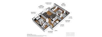 3d floor plan of a small apartment