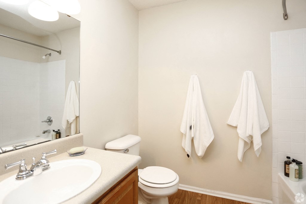A white toilet sits next to a sink in a bathroom.