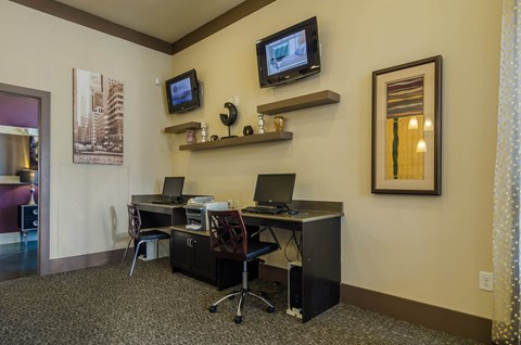 Modern business center for residents at Ashley Collegetown in Atlanta, Georgia