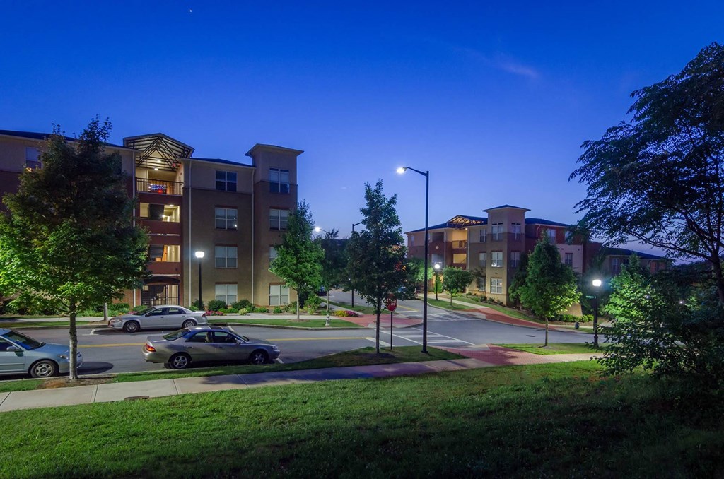 Well lit walk ways at Ashley Collegetown in Atlanta, Georgia