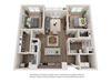2x2 Floor Plan 2 bedroom 2 bathroom apartment at Ashley Union Station in Denver. Colorado