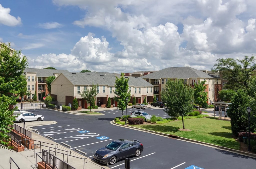 Resident parking lot with large spaces at Capitol Gateway in Atlanta, Georgia