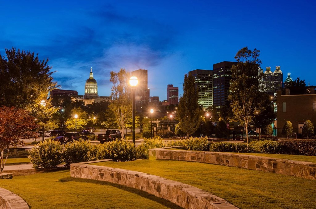 Beautiful green space for gatherings at Capitol Gateway in Atlanta, Georgia