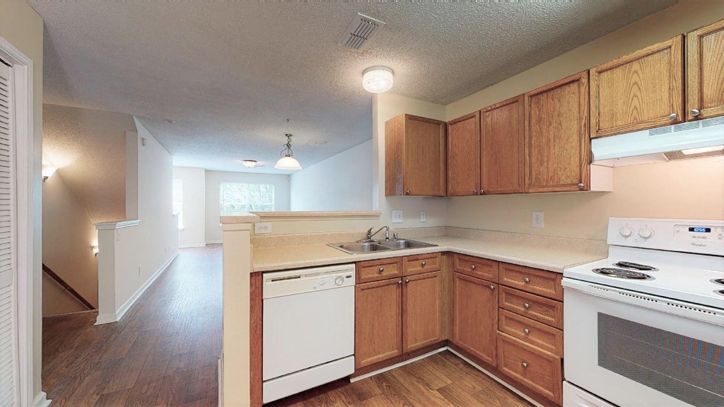 Kitchen Large kitchen areas at Park Place in Birmingham, Alabama