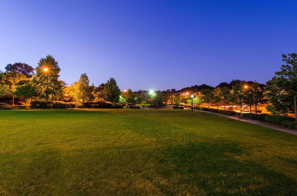 Manicured lawns cover the pemise at Villiages at Carver in Atlanta, Georgia