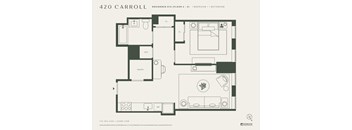 A floor plan for a 420 Carroll residence layout.