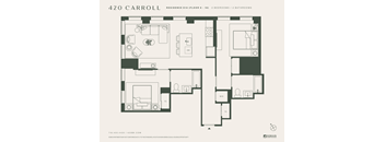 A floor plan for a residence at 420 Carroll Street, showing two bedrooms and two bathrooms.