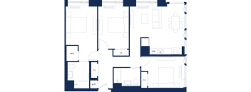 A floor plan of a house with labeled rooms.