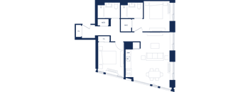 A floor plan of a house with labeled rooms.