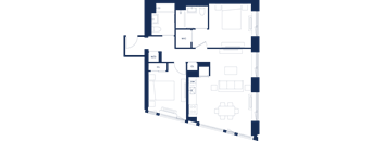 A floor plan of a house with labeled rooms and a staircase.