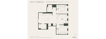 A floor plan for a 420 Carroll residence with 2 bedrooms and 1 bathroom.