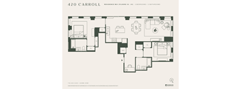 A floor plan for a 420 Carroll residence with 2 bedrooms and 2 bathrooms.
