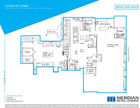 A floor plan for a retail lease at 141 East 55th Street.