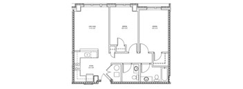 A floor plan of a house with labeled rooms.