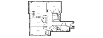 A black and white image of a floor plan for a house.