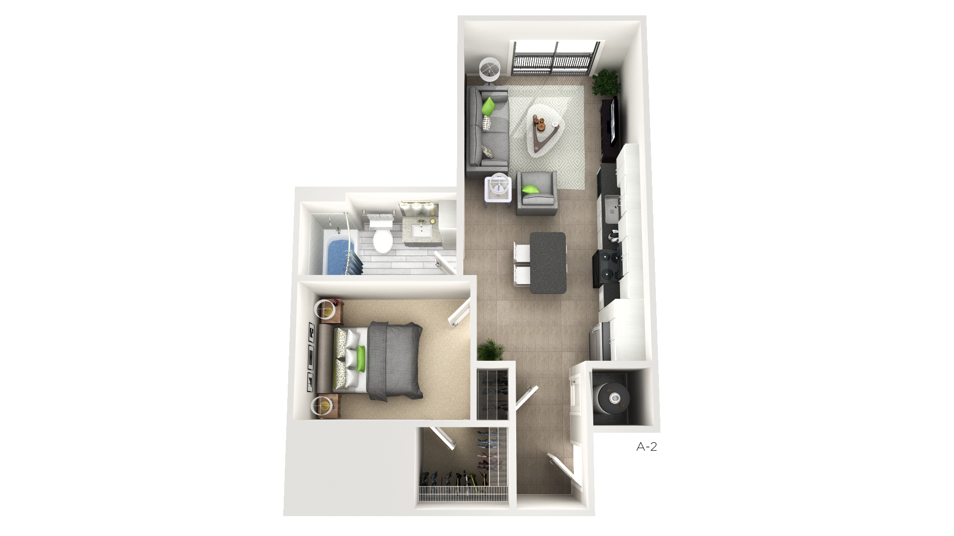 One Bedroom Floor Plan at Apex Apartments, Arlington, VA, 22206