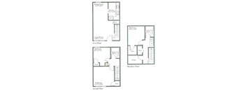 A set of four floor plans for a house, one for each floor.