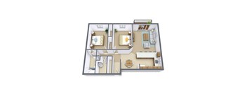 Granger Court Apartments in Fargo, ND | Two Bedroom Floor Plan 21A